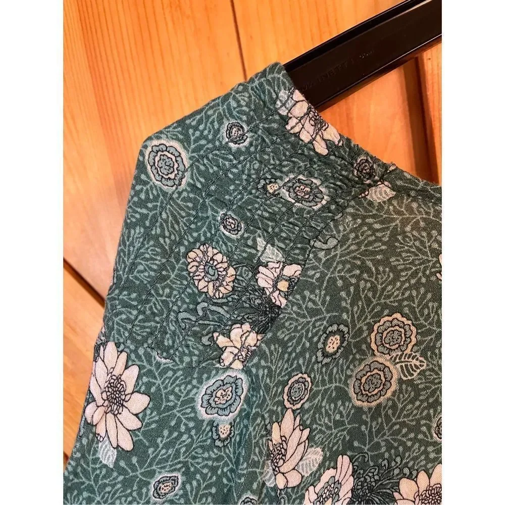 LUCKY BRAND Floral Top Large Green (2517) - Picture 7 of 7